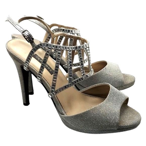 Sandals by Caparros, Silver with Rhinestones, Size 9 - Picture 2 of 7